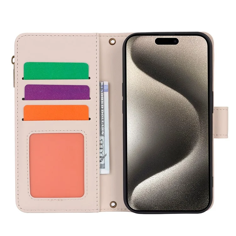 Funda de piel sintética tipo libro con tapa para iPhone 13 Pro Max de 6.7 pulgadas - Blanco