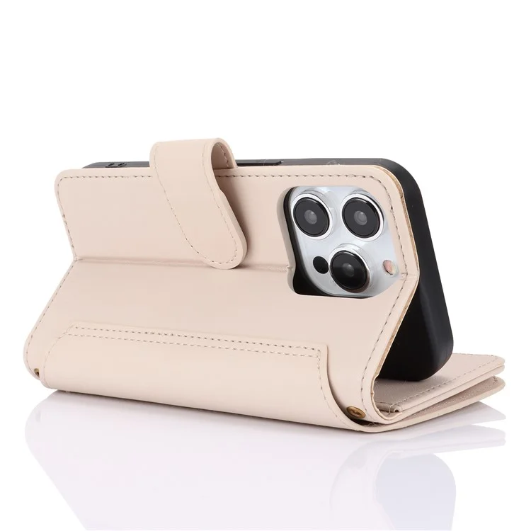 Funda de piel sintética tipo libro con tapa para iPhone 13 Pro Max de 6.7 pulgadas - Blanco