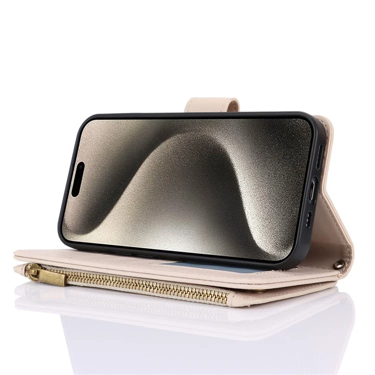 Funda de piel sintética tipo libro con tapa para iPhone 13 Pro Max de 6.7 pulgadas - Blanco