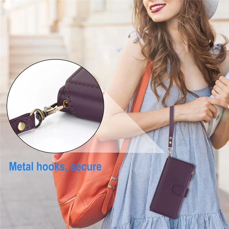 For iPhone 13 Pro Max 6.7 inch Phone Cover Folio Flip PU Leather Wallet Case - Dark Purple