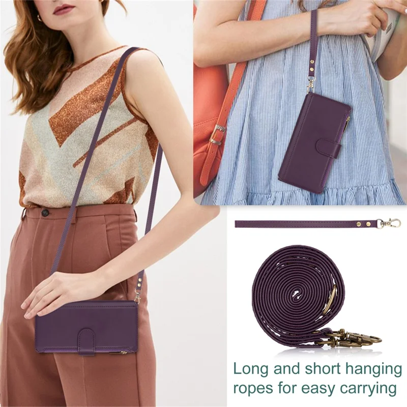 For iPhone 13 Pro Max 6.7 inch Phone Cover Folio Flip PU Leather Wallet Case - Dark Purple