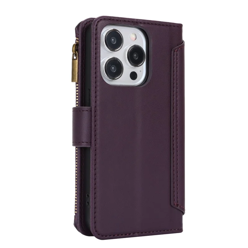 For iPhone 13 Pro Max 6.7 inch Phone Cover Folio Flip PU Leather Wallet Case - Dark Purple