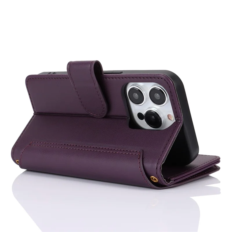 For iPhone 13 Pro Max 6.7 inch Phone Cover Folio Flip PU Leather Wallet Case - Dark Purple