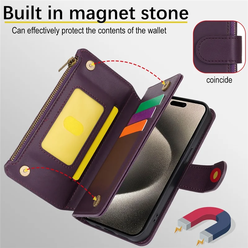 For iPhone 13 Pro Max 6.7 inch Phone Cover Folio Flip PU Leather Wallet Case - Dark Purple
