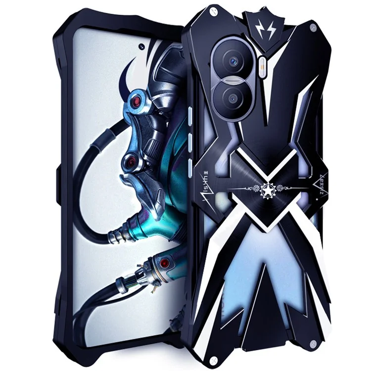 For Honor X40i 5G Cell Phone Case Anti-impact Aluminum Alloy Drop-proof Phone Back Cover - Black
