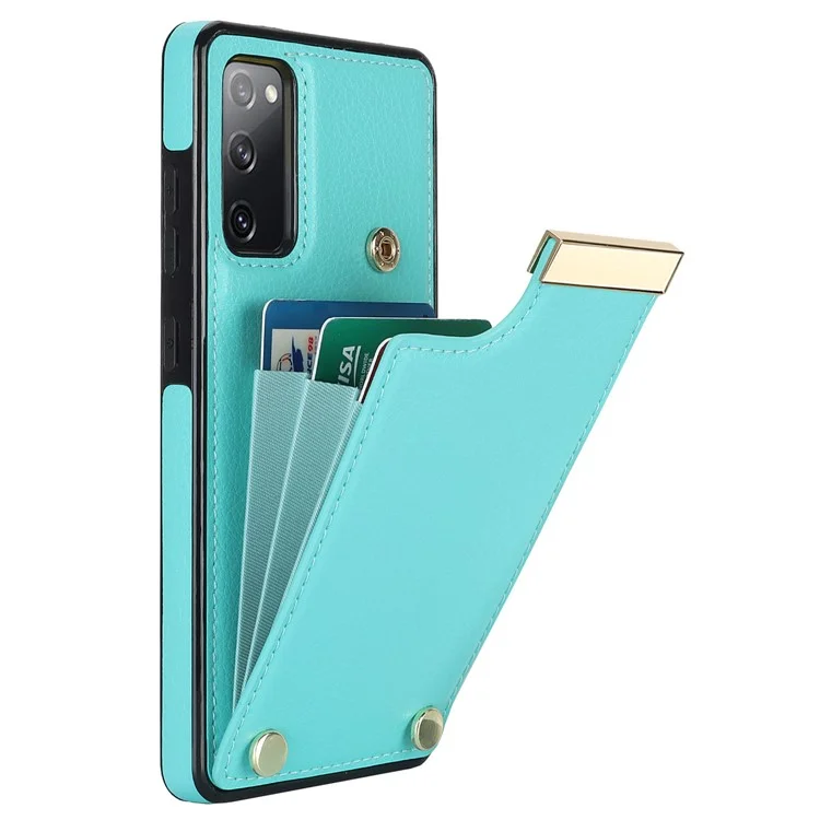 Para Samsung Galaxy S20 FE 5G / S20 FE / S20 FE 2022 / S20 Lite Funda de teléfono celular Caja de la tarjeta de sostenedor de TPU + PU Cuero - Verde Menta
