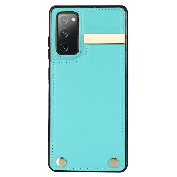 Para Samsung Galaxy S20 FE 5G / S20 FE / S20 FE 2022 / S20 Lite Funda de teléfono celular Caja de la tarjeta de sostenedor de TPU + PU Cuero - Verde Menta