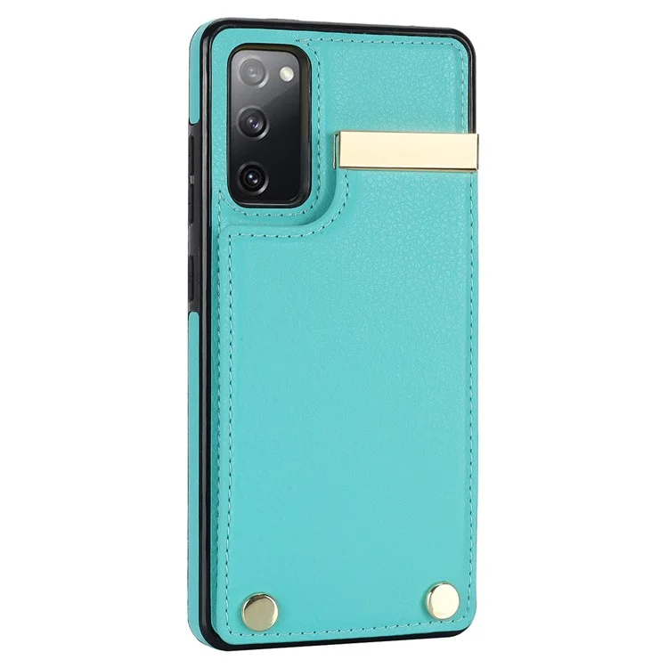 Para Samsung Galaxy S20 FE 5G / S20 FE / S20 FE 2022 / S20 Lite Funda de teléfono celular Caja de la tarjeta de sostenedor de TPU + PU Cuero - Verde Menta