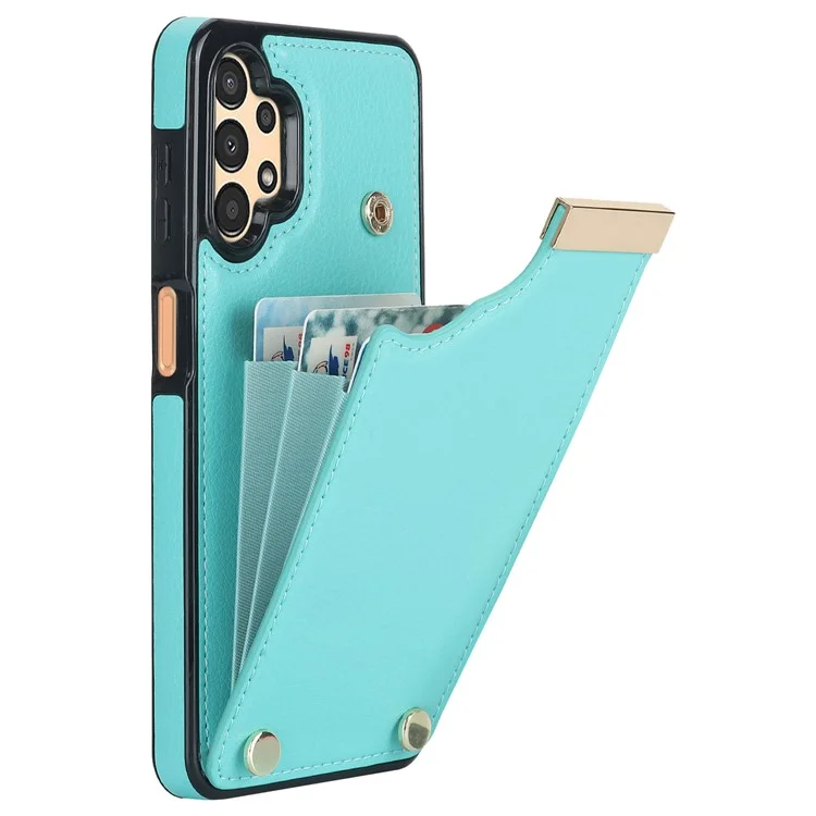 Für Samsung Galaxy A13 5G / A13 4G Hülle TPU+PU Leder Hardware Dekor Handyhülle mit Kartenfach - Minzgrün