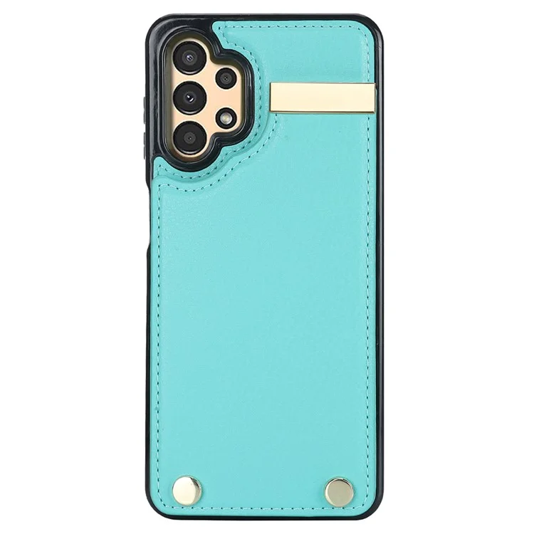 Für Samsung Galaxy A13 5G / A13 4G Hülle TPU+PU Leder Hardware Dekor Handyhülle mit Kartenfach - Minzgrün
