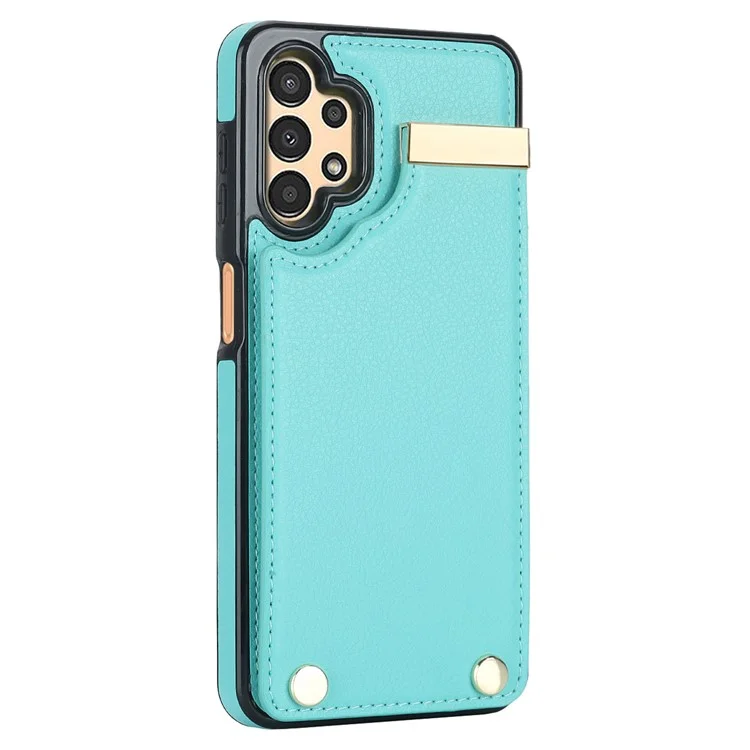 Für Samsung Galaxy A13 5G / A13 4G Hülle TPU+PU Leder Hardware Dekor Handyhülle mit Kartenfach - Minzgrün