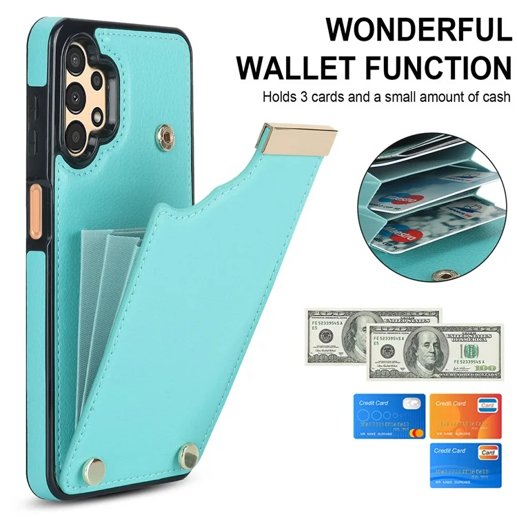 Für Samsung Galaxy A13 5G / A13 4G Hülle TPU+PU Leder Hardware Dekor Handyhülle mit Kartenfach - Minzgrün