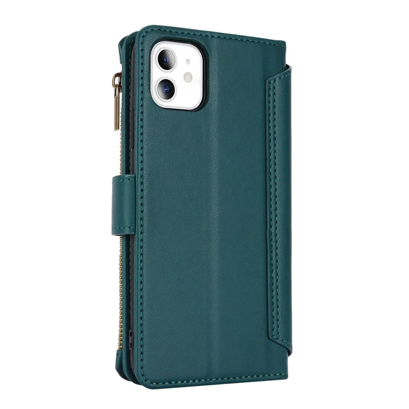 Cell Phone Case for iPhone 11 Card Slots PU Leather Cover with Zipper Pocket - Blue