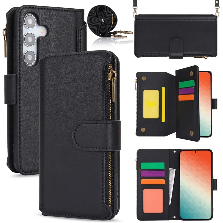 Pour Samsung Galaxy S24 RFID Blocking Cell Phone Case Shockproof Leather Cover - Noir