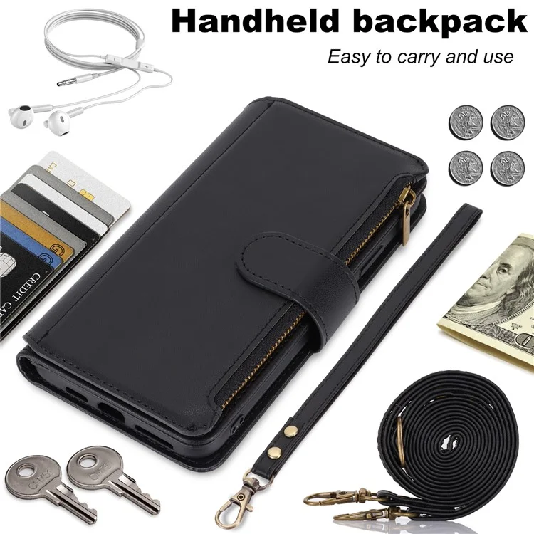 Pour Samsung Galaxy S24 RFID Blocking Cell Phone Case Shockproof Leather Cover - Noir