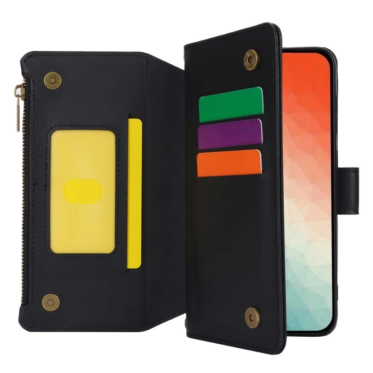 Pour Samsung Galaxy S24 RFID Blocking Cell Phone Case Shockproof Leather Cover - Noir