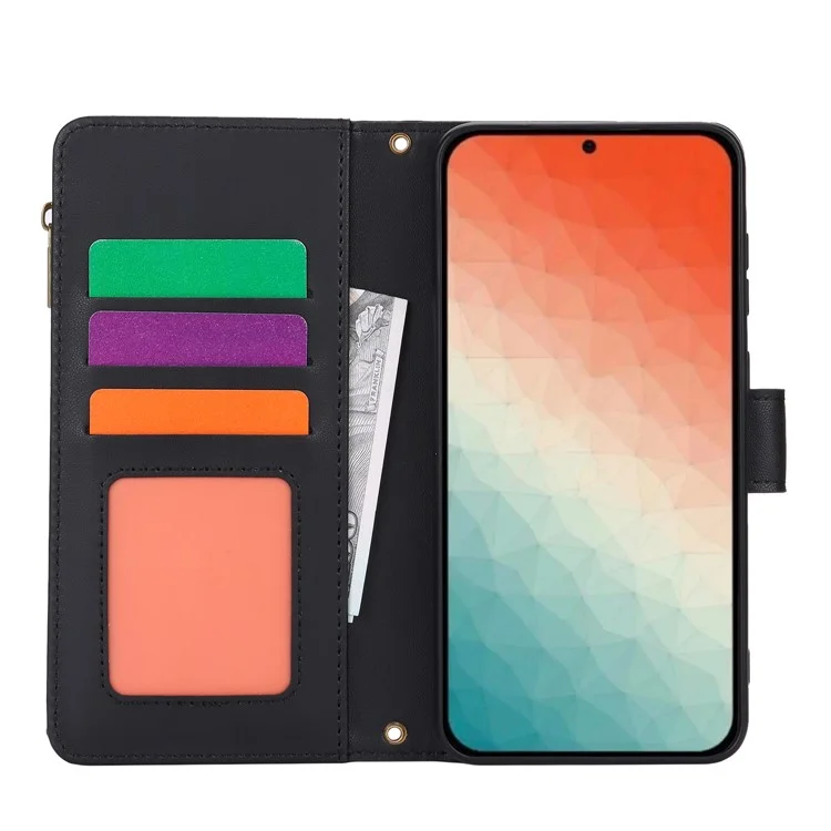 Pour Samsung Galaxy S24 RFID Blocking Cell Phone Case Shockproof Leather Cover - Noir