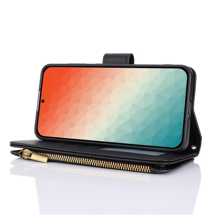 Pour Samsung Galaxy S24 RFID Blocking Cell Phone Case Shockproof Leather Cover - Noir