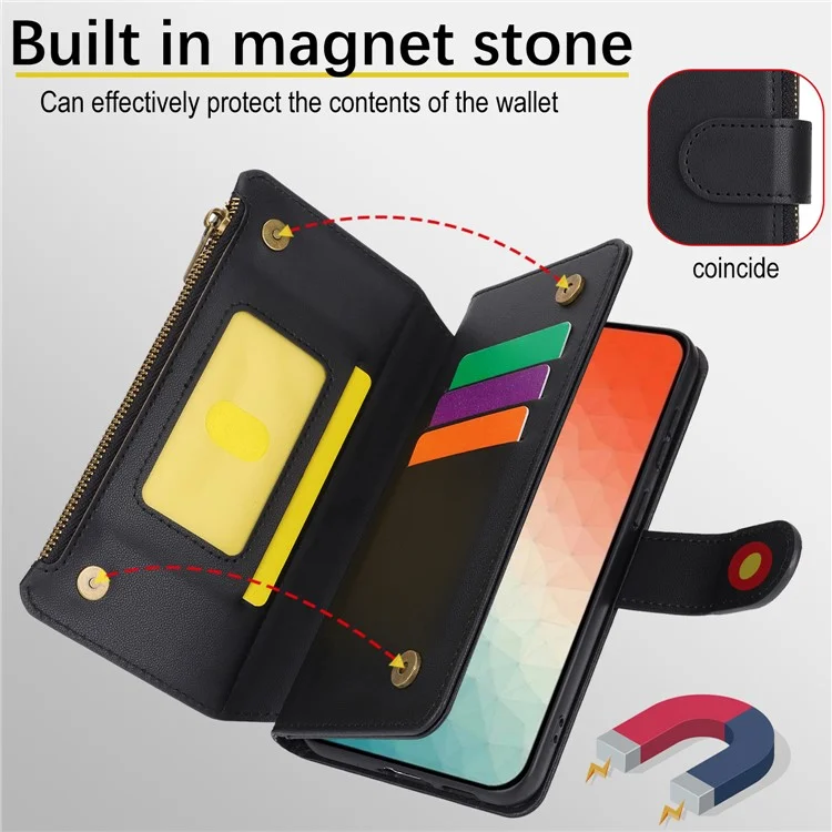 Pour Samsung Galaxy S24 RFID Blocking Cell Phone Case Shockproof Leather Cover - Noir