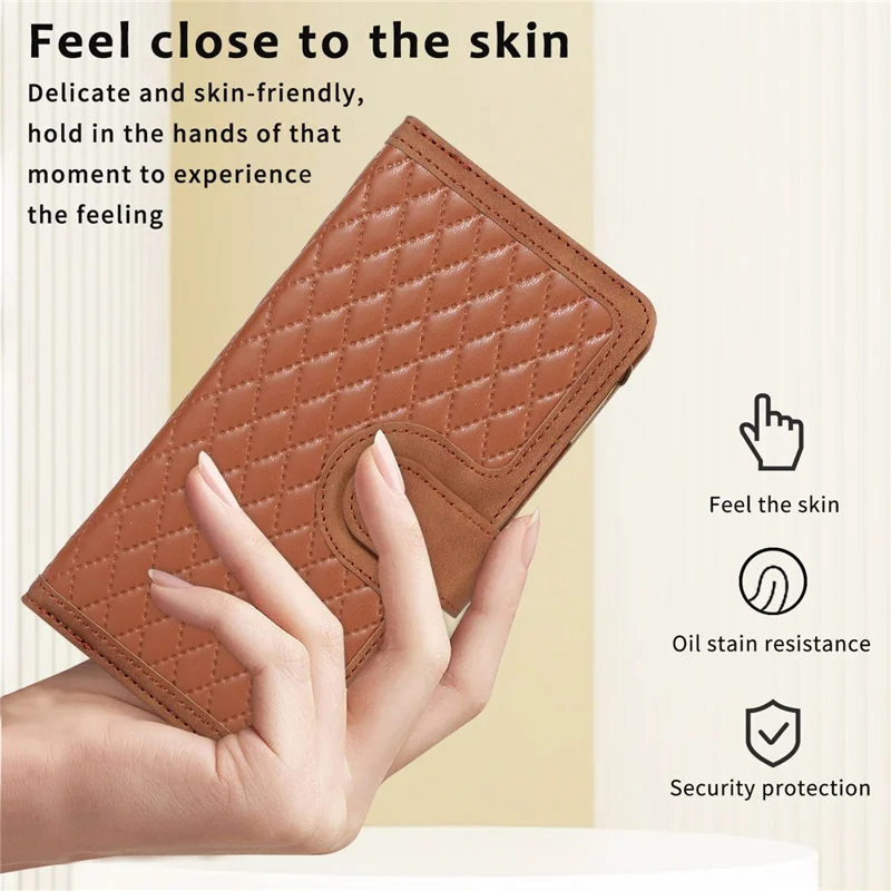 For Samsung Galaxy A12 Cell Phone Case 9 Card Slots Zipper Pocket Anti-scratch Leather Cover - Brown