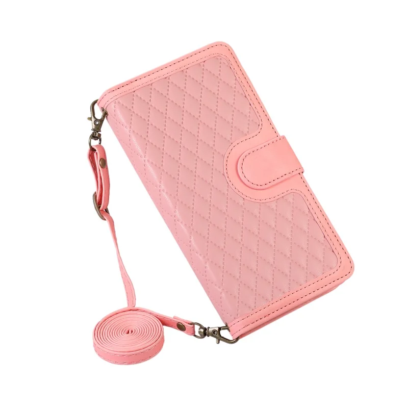 For Samsung Galaxy A12 Cell Phone Case 9 Card Slots Zipper Pocket Anti-scratch Leather Cover - Rose Gold