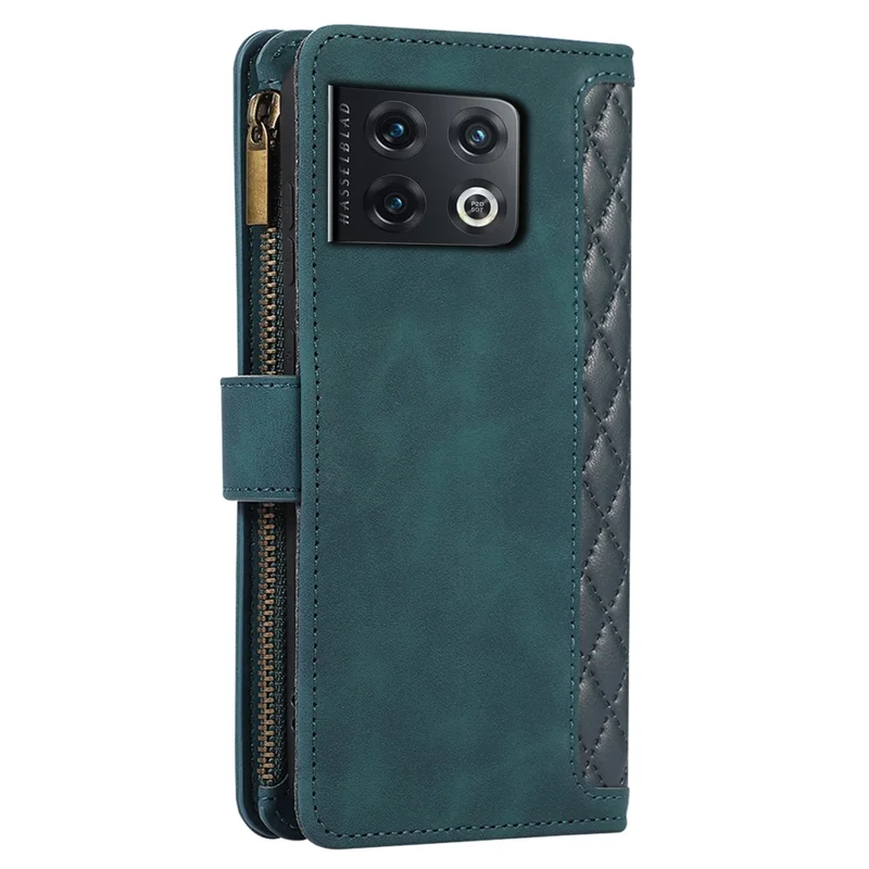Étui en PU Leather + TPU pour OnePlus 10 Pro 5G Shell 9 emplacements pour cartes Poche Zipée Support Housse de téléphone - Vert
