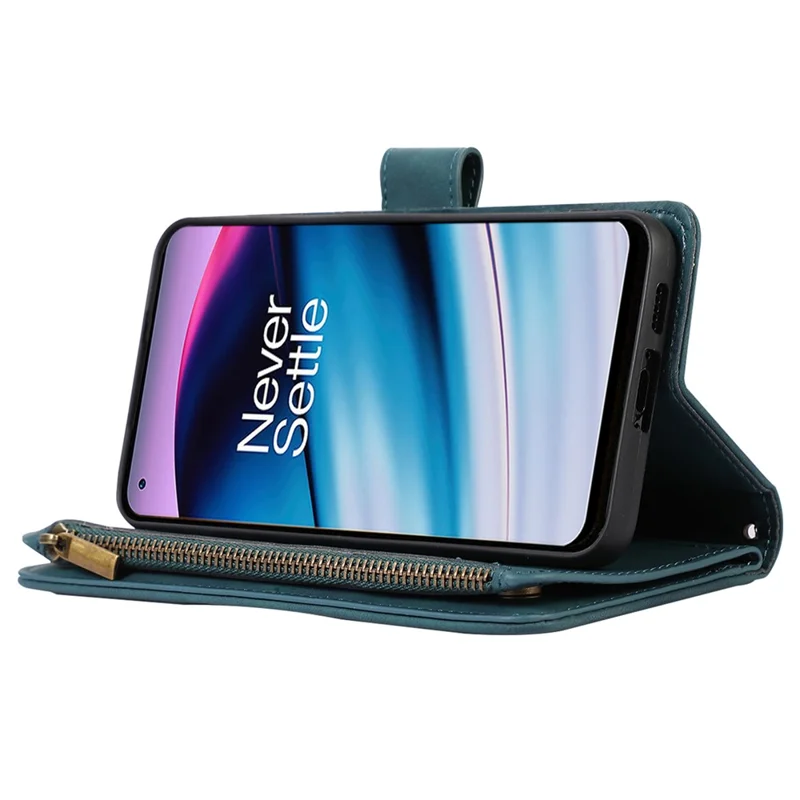Étui en PU Leather + TPU pour OnePlus 10 Pro 5G Shell 9 emplacements pour cartes Poche Zipée Support Housse de téléphone - Vert