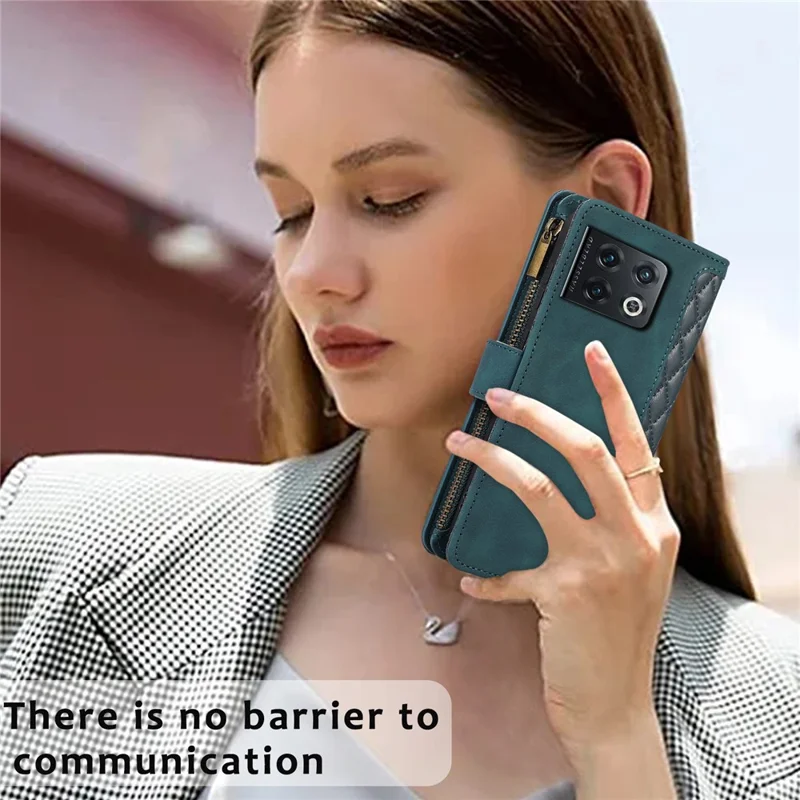 Étui en PU Leather + TPU pour OnePlus 10 Pro 5G Shell 9 emplacements pour cartes Poche Zipée Support Housse de téléphone - Vert