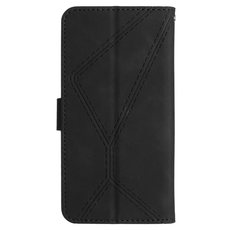HT05 Per OnePlus 12 5G Custodia in pelle PU Linea Impresso Custodia Protettiva per Telefono - Nero