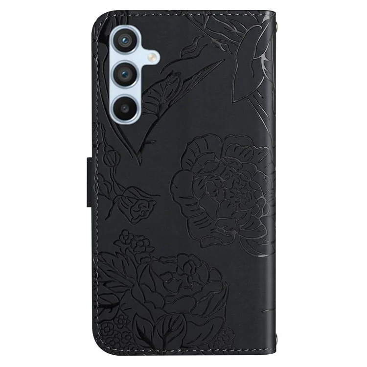 HT03 Wallet Case for Samsung Galaxy A55 5G Flip Leather Case with Shoulder Strap Phone Wallet - Black