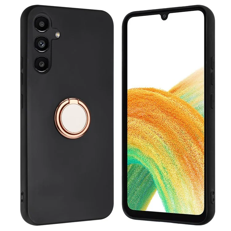 Для Samsung Galaxy A55 5G Ring Kickstand Case Matte TPU Phone Cover - Rose Gold