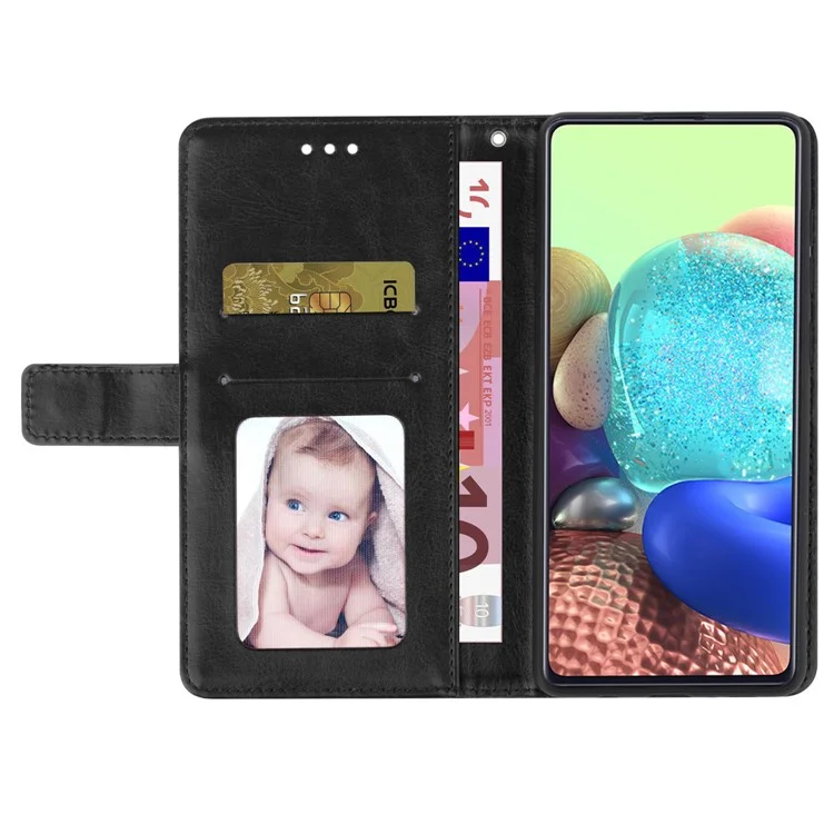 HT01 Para Samsung Galaxy A55 5G Flip Leather Case Wallet Phone Cover com Alça - Preto