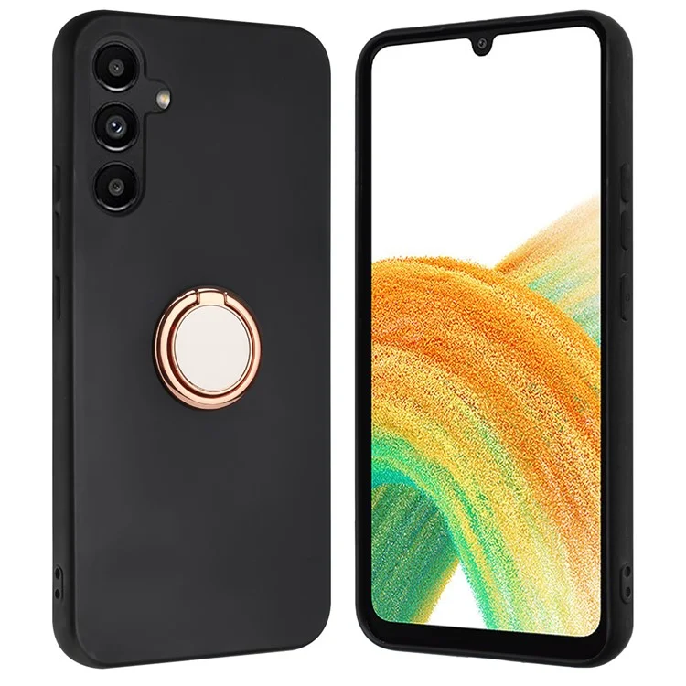 Per Samsung Galaxy A35 5G Matte TPU Case Ring Holder Kickstand Phone Cover - Rose Gold