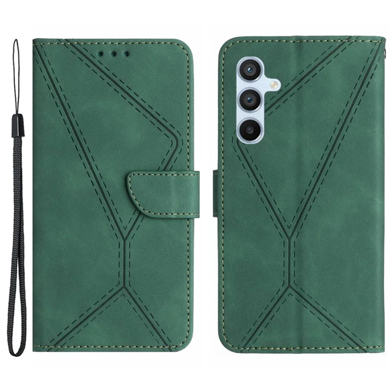 HT05 For Samsung Galaxy A35 5G Case Wallet with Card Holder Leather Phone Cover Skin Touch Feeling - Green
