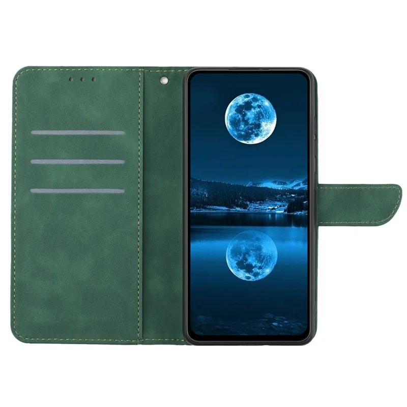HT05 For Samsung Galaxy A35 5G Case Wallet with Card Holder Leather Phone Cover Skin Touch Feeling - Green