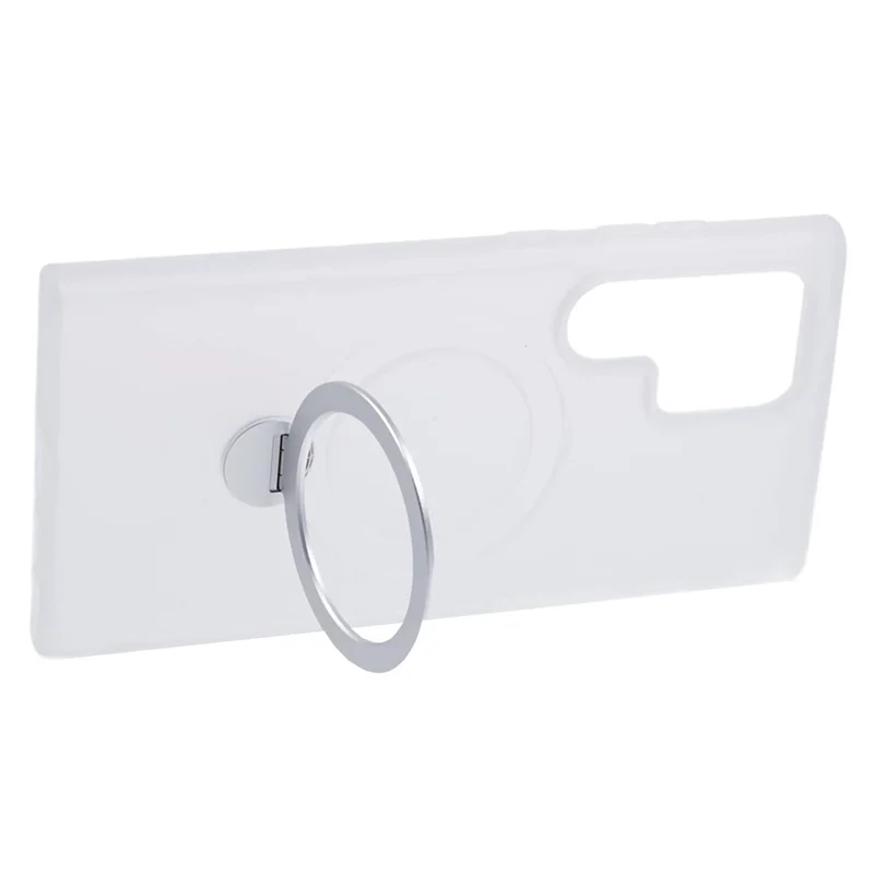 For Samsung Galaxy S24 Ultra Phone Case Rotary Ring Kickstand Magnetic Phone Cover - White