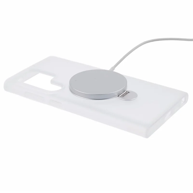 For Samsung Galaxy S24 Ultra Phone Case Rotary Ring Kickstand Magnetic Phone Cover - White