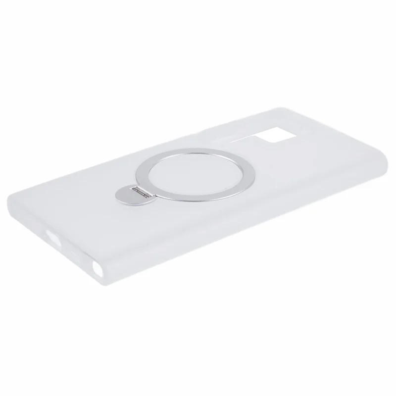For Samsung Galaxy S24 Ultra Phone Case Rotary Ring Kickstand Magnetic Phone Cover - White