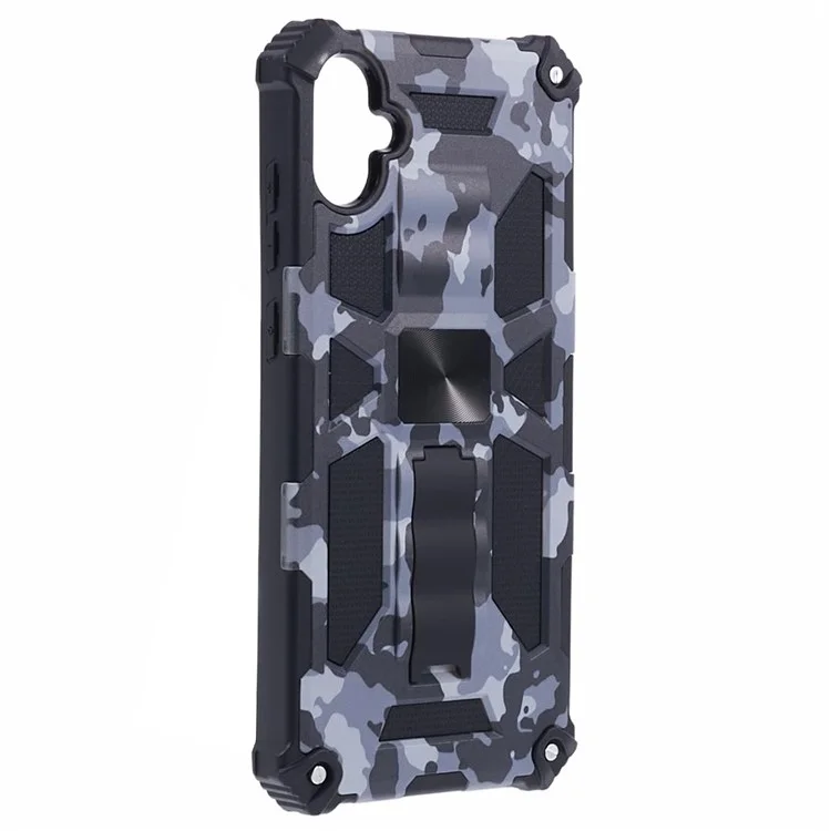 Per Samsung Galaxy A05 4G Case Anti-fall TPU+PC Camouflage Pattern Phone Shell con Supporto - Nero