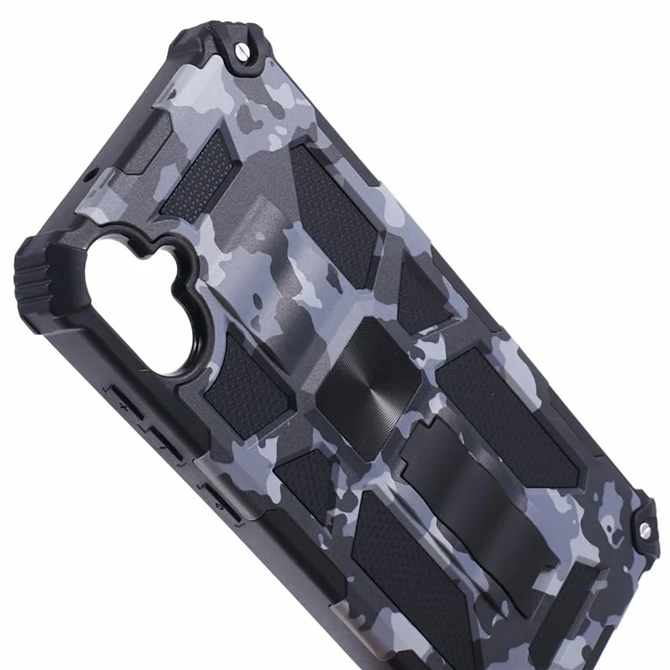 Per Samsung Galaxy A05 4G Case Anti-fall TPU+PC Camouflage Pattern Phone Shell con Supporto - Nero