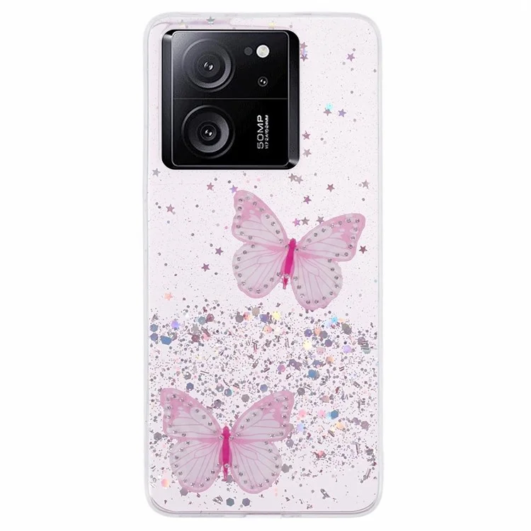 Чехол для телефона AW Series для Xiaomi 13T / 13T Pro / Redmi K60 Ultra - Эпоксидные бабочки, розовый