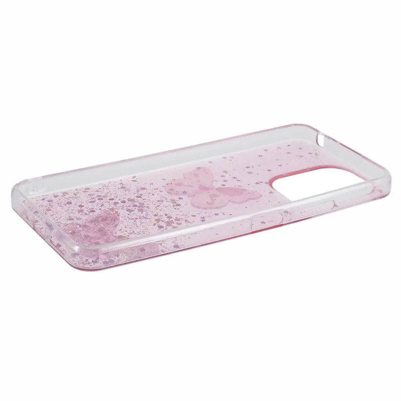 AW-серия для Xiaomi Redmi 13C 4G / Poco C65 4G Чехол для телефона TPU+PVC с бабочкой - розовый