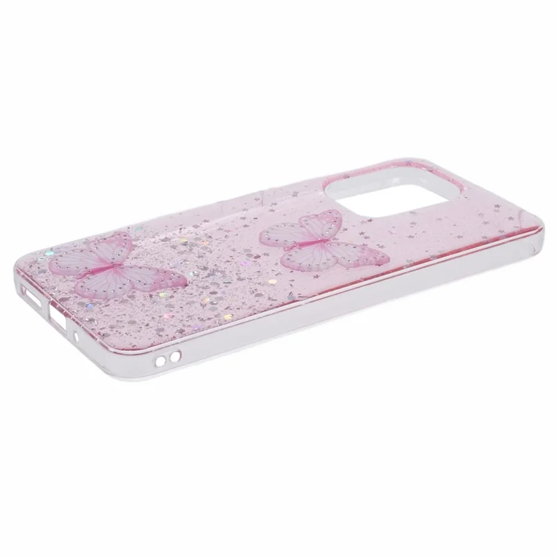AW-серия для Xiaomi Redmi 13C 4G / Poco C65 4G Чехол для телефона TPU+PVC с бабочкой - розовый