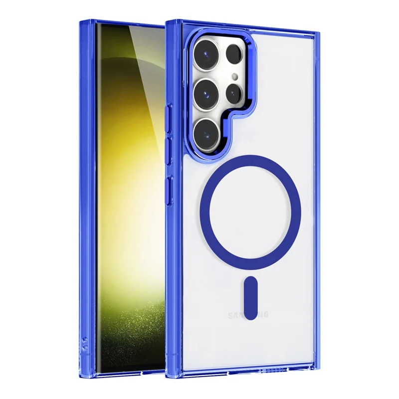 For Samsung Galaxy S24 Ultra Phone Case Clear Magnetic Case Wireless Charging - Blue