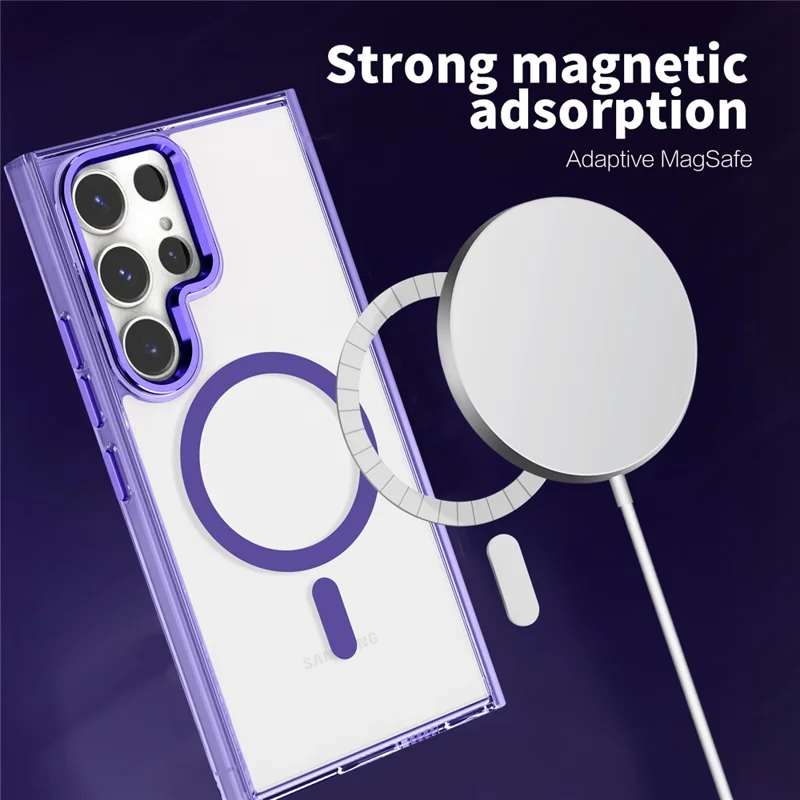 For Samsung Galaxy S24 Ultra Phone Case Clear Magnetic Case Wireless Charging - Blue