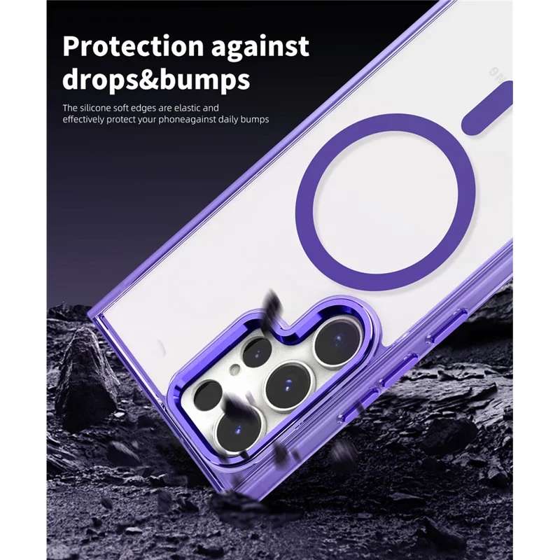 For Samsung Galaxy S24 Ultra Phone Case Clear Magnetic Case Wireless Charging - Blue