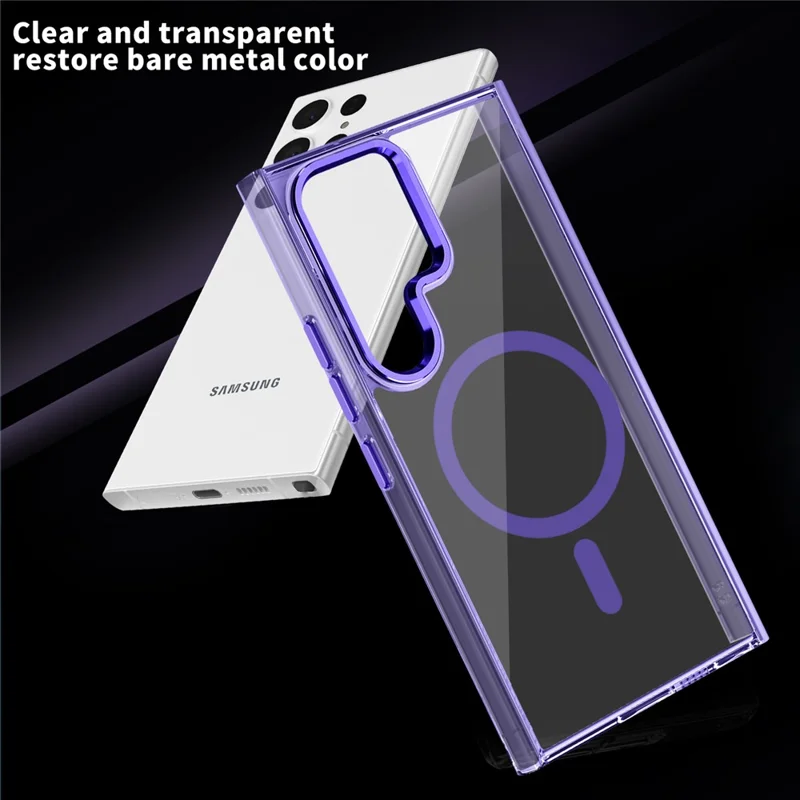 For Samsung Galaxy S24 Ultra Phone Case Clear Magnetic Case Wireless Charging - Blue