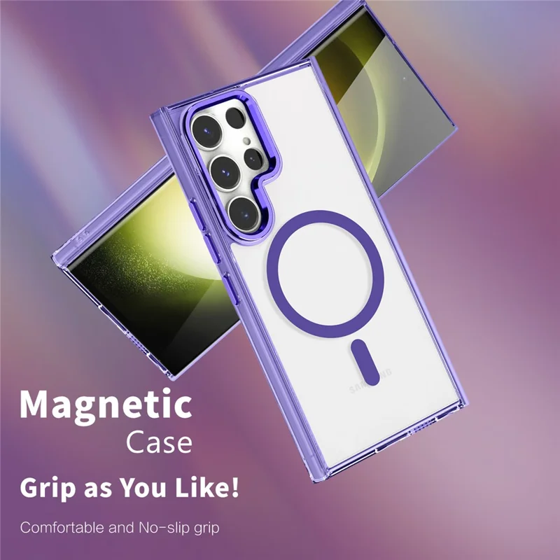 For Samsung Galaxy S24 Ultra Phone Case Clear Magnetic Case Wireless Charging - Blue