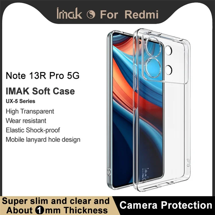IMAK UX-5 Serie für Xiaomi Redmi Note 13R Pro 5G TPU-Hülle Transparenter Schutzhülle