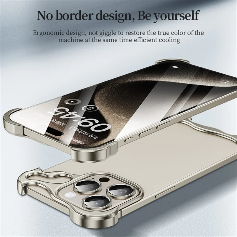 For iPhone 14 Frameless Bumper Case Aluminium Alloy Four Corners Shockproof Phone Cover - Blue